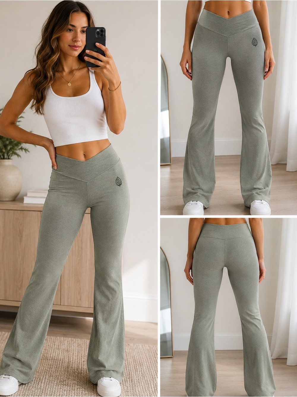 Free People FP Movement Go To Smooth Flare Pants – Sage Stone – XS 🌿